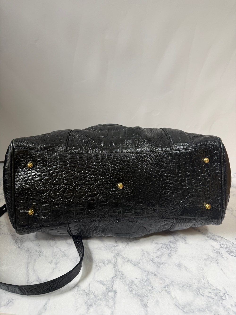 Brahmin Louise Rose Black Croc Embossed Leather Satchel crossbody bag purse - Picture 5 of 9
